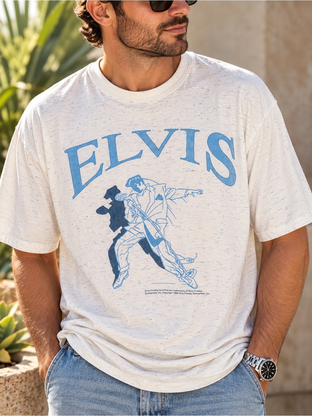 Vintage 1988 Elvis Presley Single Stitch Oneita T Shirt XXL USA #611